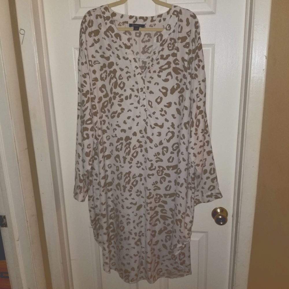 Georgette Pullover Ultra Tunic Size Leopard Ivory